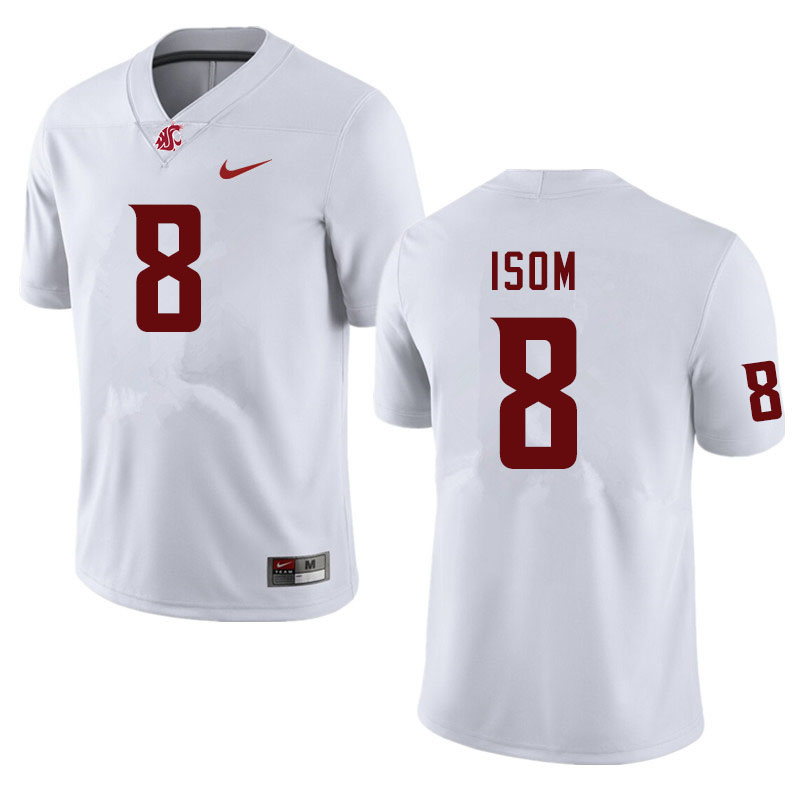 Men #8 Daniel Isom Washington State Cougars College Football Jerseys Sale-White - Click Image to Close